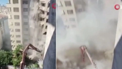 İstanbul'da faciadan dönüldü: 11 katlı bina yıkım sırasında böyle çöktü