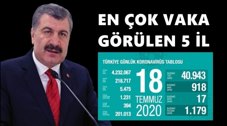 İşte en &ccedil;ok vaka g&ouml;r&uuml;len 5 il...