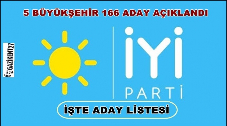 İYİ Parti 5'i Büyükşehir 166 aday açıkladı