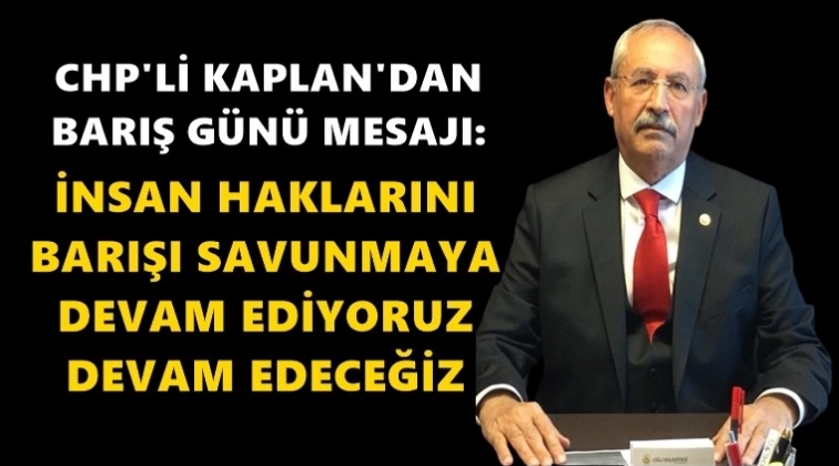 Kaplan'dan D&uuml;nya Barış G&uuml;n&uuml; mesajı