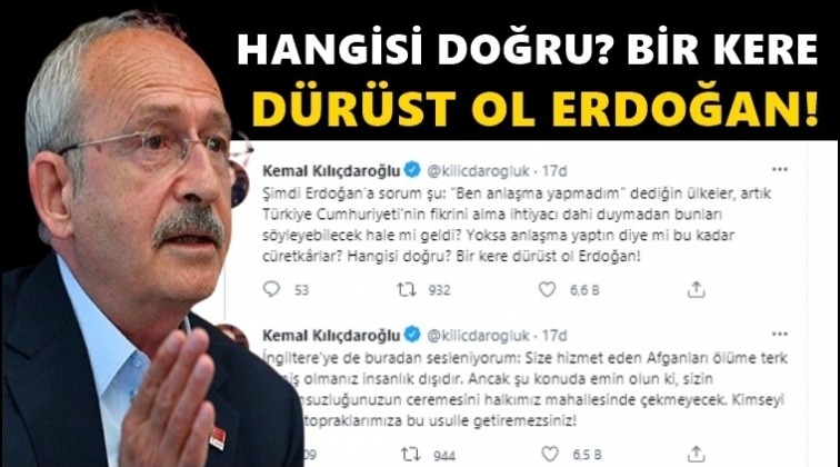 Kılıçdaroğlu: Bir kere dürüst ol Erdoğan!