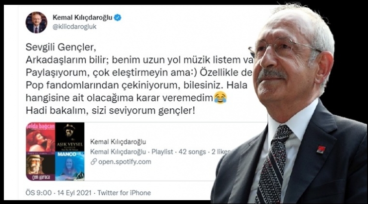 Kılı&ccedil;daroğlu, uzun yol m&uuml;zik listesi paylaştı...