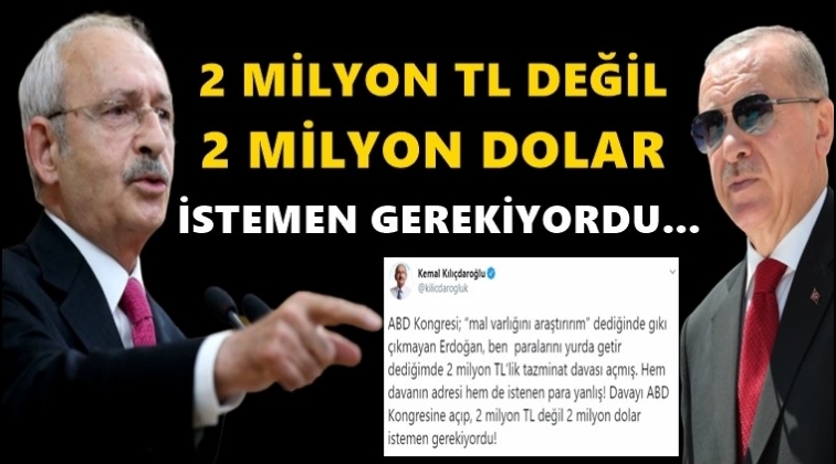 Kılı&ccedil;daroğlu&rsquo;ndan Erdoğan&rsquo;a tazminat tepkisi