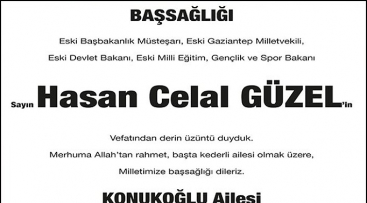 Konukoğlu ailesinden başsağlığı mesajı