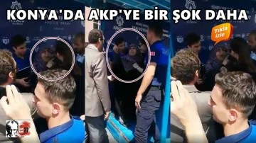 Konya'da AKP'yi protesto eden kadın b&ouml;yle uzaklaştırıldı!