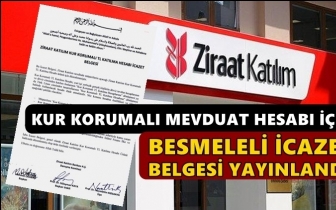 Kur korumalı TL i&ccedil;in besmeleli icazet belgesi...