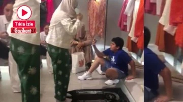 Mağazanın ortasında seccade a&ccedil;ıp namaz kıldı!