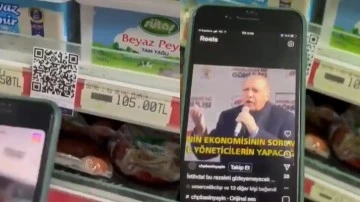 Market raflarında bu kez QR kodlu Erdoğan videosu&nbsp;