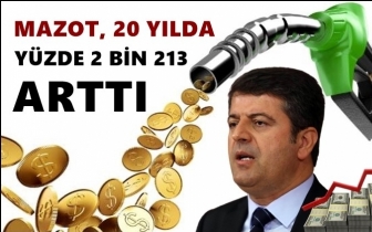 Mazot fiyatı 20 yılda y&uuml;zde 2 bin 138 arttı!