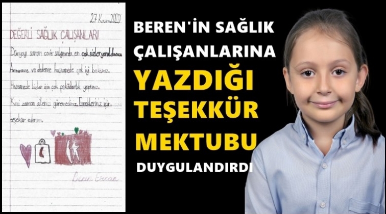 Minik Beren'in teşekk&uuml;r mektubu duygulandırdı