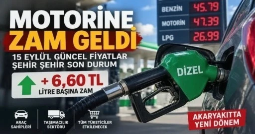 Motorinin litre fiyatına 6 lira 62 kuruş zam!