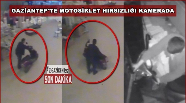 Motosiklet &ccedil;alan hırsız g&uuml;venlik kamerasına yakalandı