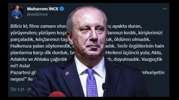 Muharrem İnce, Pazartesi g&uuml;n&uuml; yeniden başlıyormuş!