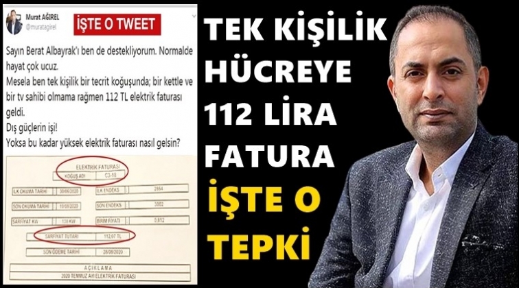 Murat Ağırel&rsquo;e 112 lira elektrik faturası