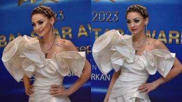 Nevide &Ccedil;i&ccedil;ek &ouml;d&uuml;l gecesine g&uuml;zelliği ile damga vurdu!