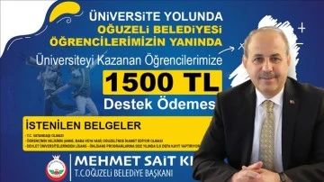 Oğuzelili gençlere 1.500 TL eğitim desteği...