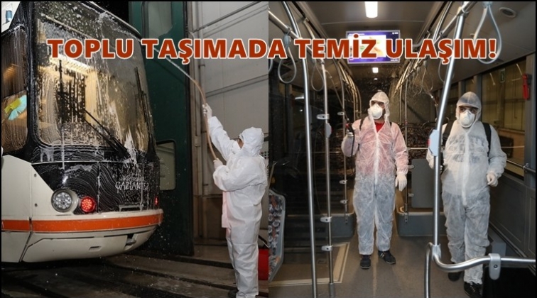Otob&uuml;s, tramvay ve duraklar dezenfekte ediliyor