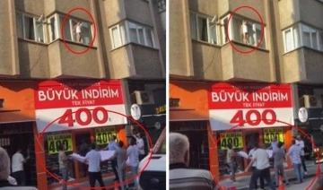 Pencere kenarına çıkan çocuğu esnaf kurtardı!