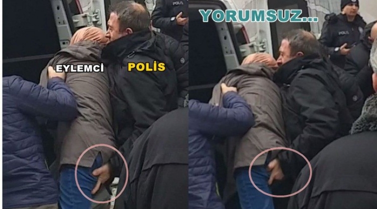 Polis kadın eylemciyi b&ouml;yle taciz etti!..