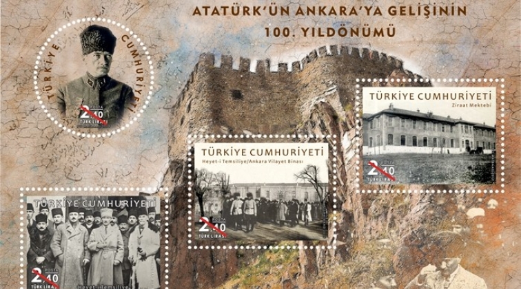 PTT'den Atat&uuml;rk'&uuml;n Ankara'ya Gelişinin 100. Yıl D&ouml;n&uuml;m&uuml; pulu