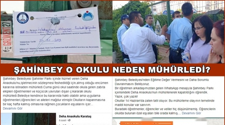 Şahinbey Parkı i&ccedil;indeki okul m&uuml;h&uuml;rlendi!