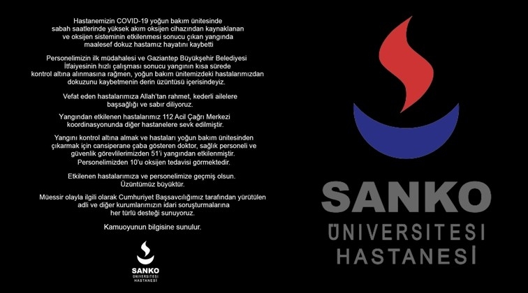 Sanko &Uuml;niversitesi Hastanesi'nden a&ccedil;ıklama