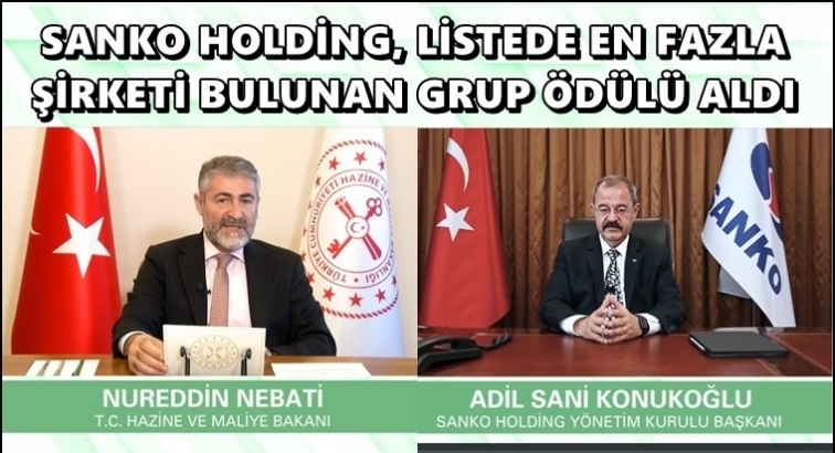 Sanko'ya "En Fazla Şirketi Bulunan Grup" ödülü