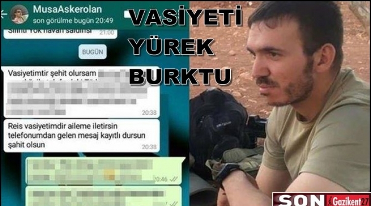 Şehidin vasiyeti yürekleri burktu...