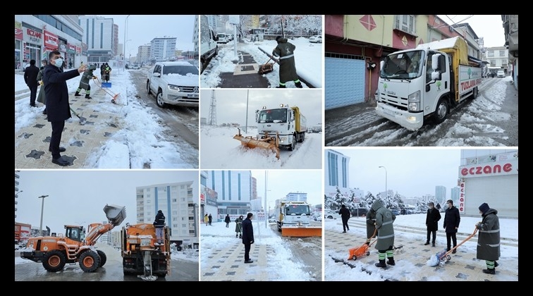 Şehitkamil'de yoğun kar mesaisi...