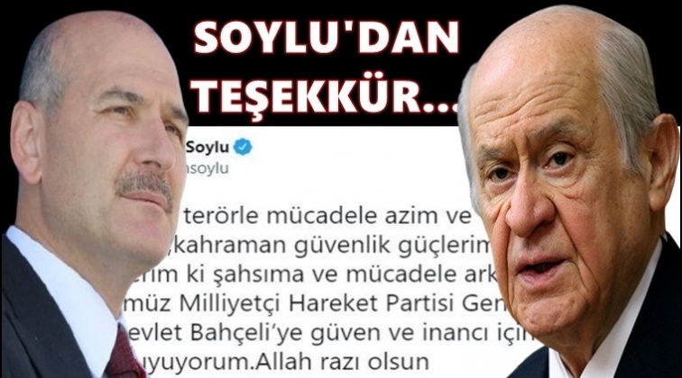 Soylu&rsquo;dan Bah&ccedil;eli&rsquo;ye destek teşekk&uuml;r&uuml;...