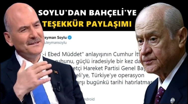 Soylu'dan Bah&ccedil;eli'ye&nbsp;teşekk&uuml;r...