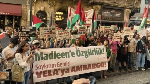 Taksim’de Gazze için eylem: 'Madleen’e özgürlük, VELA’ya ambargo!'