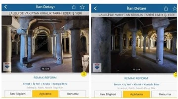 Tarihi yapı i&ccedil;in Sahibinden sitesinde kiralık ilanı verildi!