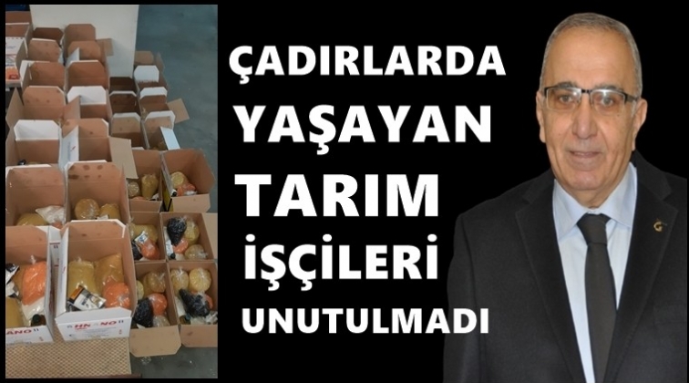 Tarım iş&ccedil;ilerine gıda paketi ve ev eşyası