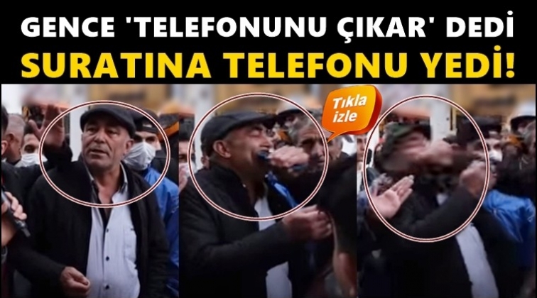 'Telefonunu g&ouml;ster' dedi, suratına telefonu yedi!