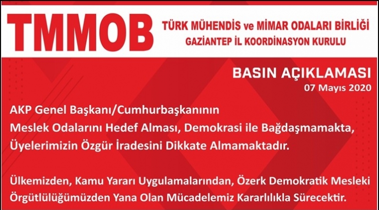 TMMOB'dan Erdoğan'a tepki