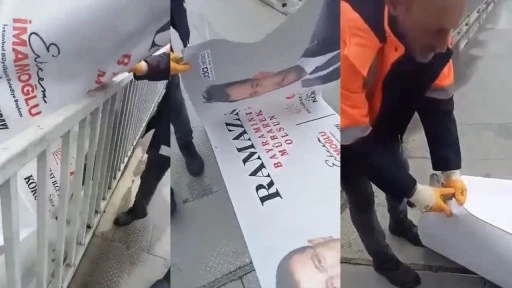 Trabzon'da İmamoğlu&rsquo;nun bayram mesajını i&ccedil;eren afişler s&ouml;k&uuml;ld&uuml;!