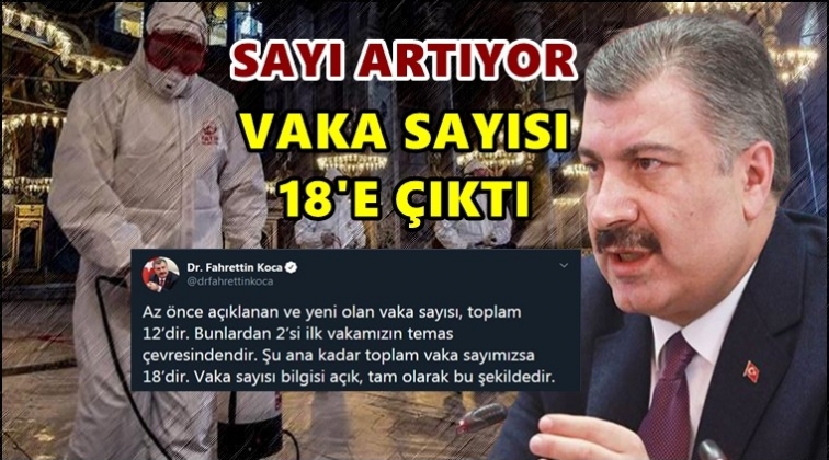T&uuml;rkiye'de vaka sayısı 18'e y&uuml;kseldi