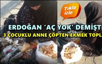 &Uuml;&ccedil; &ccedil;ocuk annesi &ccedil;&ouml;pten ekmek topladı!