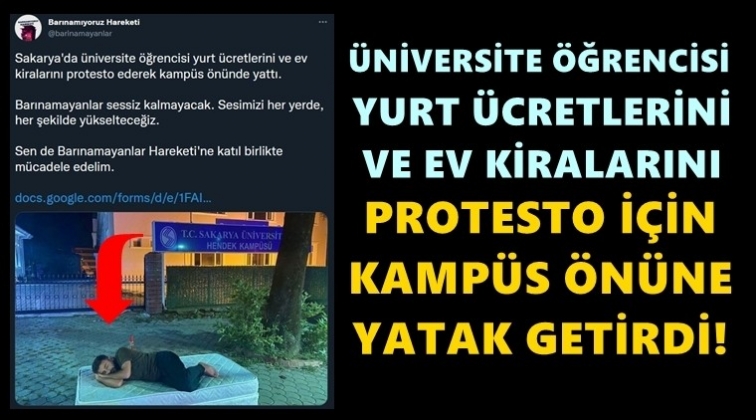 &Uuml;niversite &ouml;ğrencisinden yurt &uuml;creti protestosu...