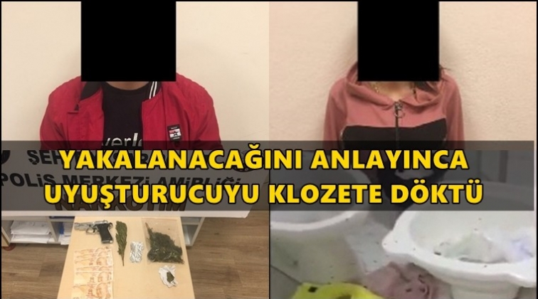 Uyuşturucuyu klozete d&ouml;kerken su&ccedil;&uuml;st&uuml;!