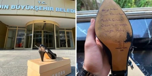 Vatandaş, Aydın Büyükşehir Belediyesi önüne Başkanı topuklu ayakkabı bıraktı!