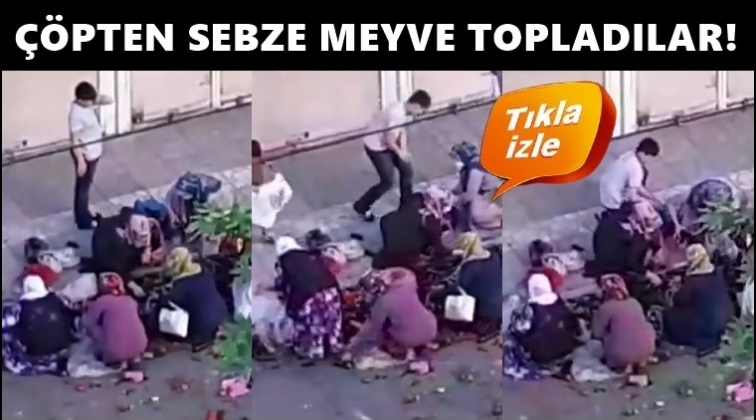 Vatandaşlar &ccedil;&ouml;pe atılan sebze ve meyveleri topladı!
