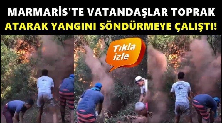 Vatandaşlar yangını elleriyle s&ouml;nd&uuml;rmeye &ccedil;alışıyor!