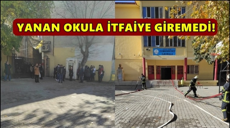 Yanan okula itfaiye giremedi!