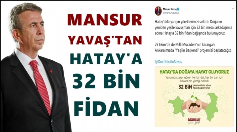 Yavaş&rsquo;tan Hatay&rsquo;a 32 bin fidan yardımı