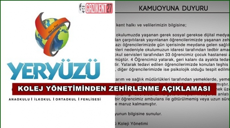 Yery&uuml;z&uuml; Koleji'nden a&ccedil;ıklama