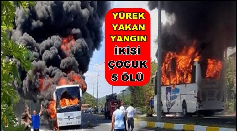 Yolcu otob&uuml;s&uuml; alev aldı: 2'si &ccedil;ocuk 5 &ouml;l&uuml;!..