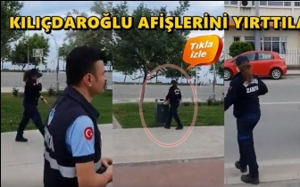 Zabıta, Kılı&ccedil;daroğlu afişlerini b&ouml;yle yırttı!