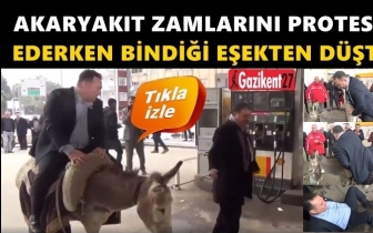 Zamları prostesto i&ccedil;in bindiği eşekten d&uuml;şt&uuml;!